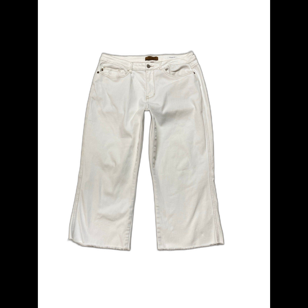 Judy Blue High-Rise Straight Fit Crop Raw Hem Ivory Off-White Jeans Sz 18W